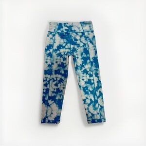 Athleta Girl Blue and White Tie-Dye Capri Leggings Stash Your Treasures High Ris